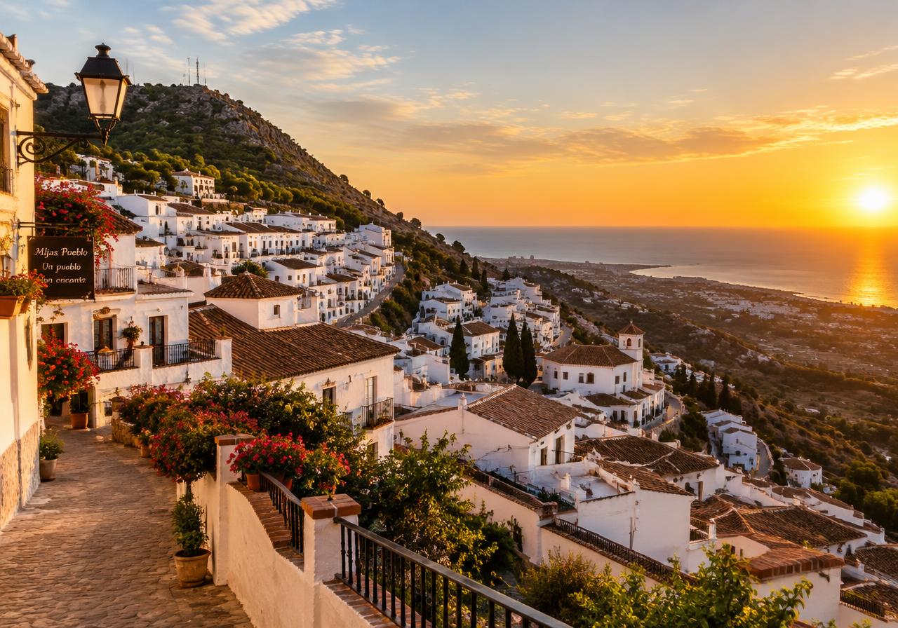 The white village of Mijas Pueblo overlooking the Mediterranean